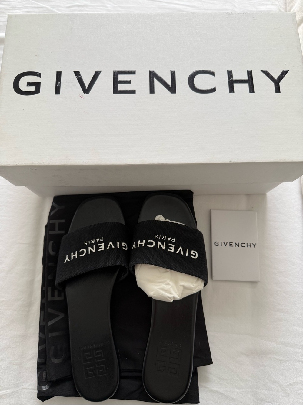 Givenchy Black Slide Flat Sandals with logo